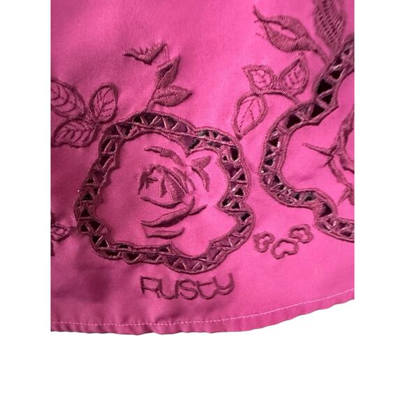 Vintage Y2K Rusty Girls Pink Embroidered Rose Dress Size 12 - Picture 4 of 6